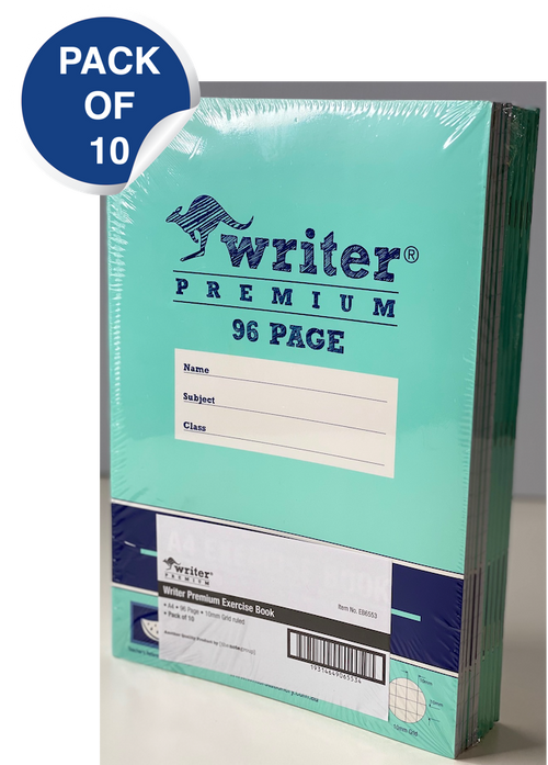 Writer Premium Grid Book A4 96 Page 10mm Pack 10 — front cover
