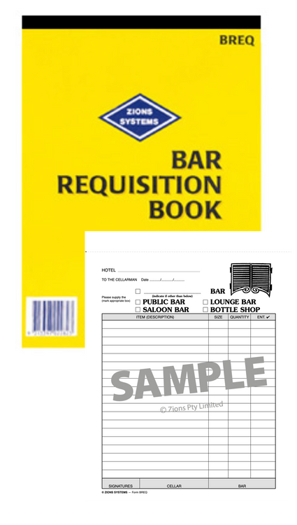 Zions Bar Requisition Book