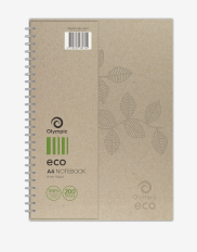 Olympic Eco A4 Double Wiro Notebook 200 Page 8mm Natural 297 x 210mm Pack of 5