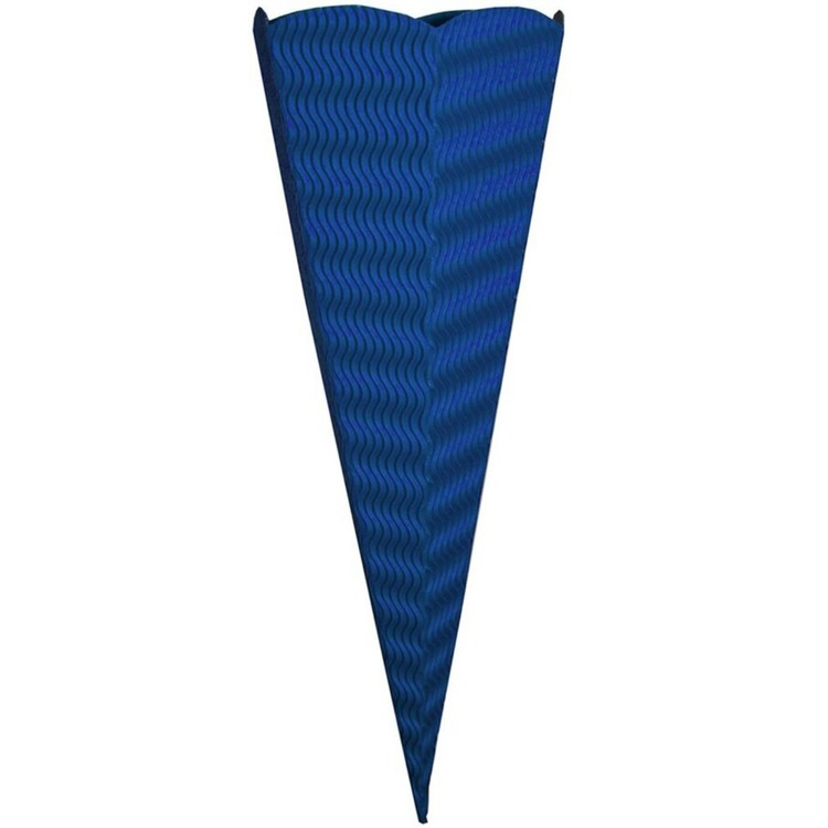 Dark blue Goldbuch craft school cone with a wavy corrugated surface and a scalloped top edge, standing upright on a white background