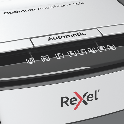 Rexel Optimum AutoFeed+ 50X Cross Cut Paper Shredder Black
