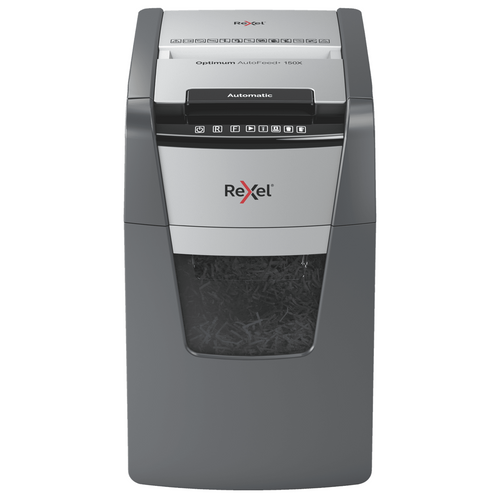 Rexel Optimum AutoFeed+ 150X Cross Cut Paper Shredder Black