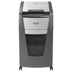 Rexel Optimum AutoFeed+ 225M shredder, front view on castors