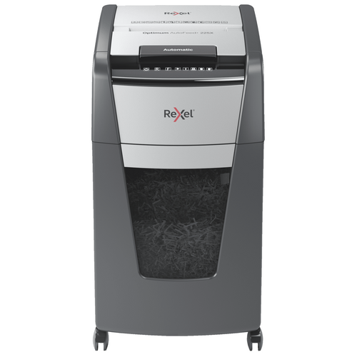 Rexel Optimum AutoFeed+ 225X Cross Cut Paper Shredder Black