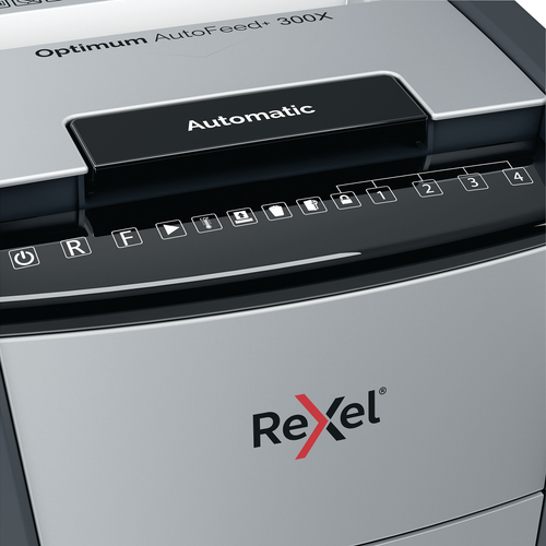 Rexel Optimum AutoFeed+ 300X Cross Cut Paper Shredder Black