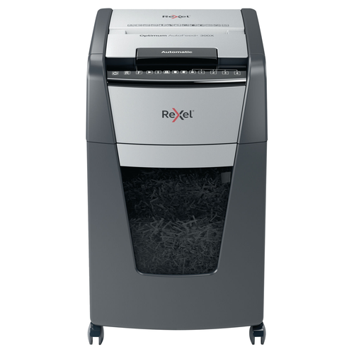 Rexel Optimum AutoFeed+ 300X Cross Cut Paper Shredder Black