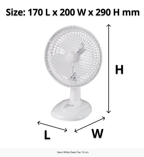 Nero Desk Fan 15cm White
