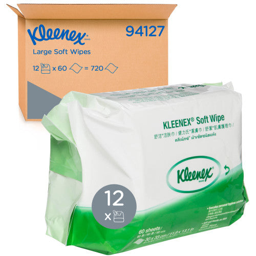Kleenex Large Soft Wipe White 60 Sheets Pack of 12