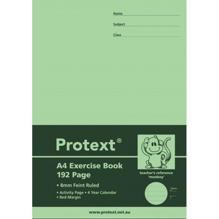 Protext Exercise Book A4 192 Page Ruled Polypropylene Monkey Cover Pack 5 — front cover