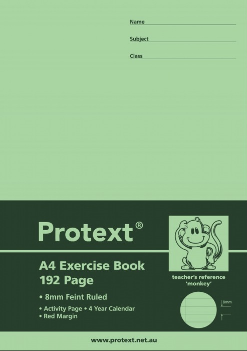 Protext Exercise Book A4 192 Page Ruled Polypropylene Monkey Cover Pack 5 — front cover