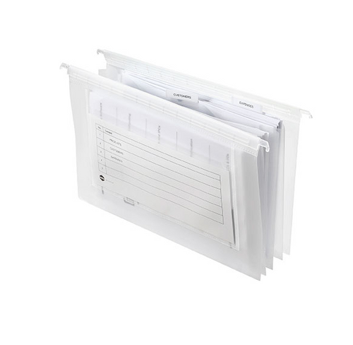 Marbig Expanding Suspension Files 3 Pockets with Tabs Clear Pack of 5