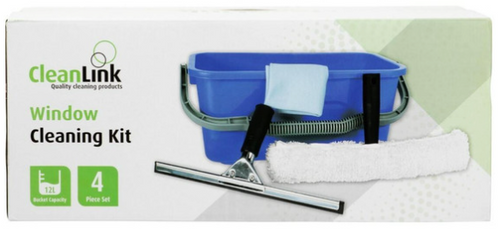 Cleanlink 12021 Window Cleaning Kit with Bucket Cloth Channel and T-Bar