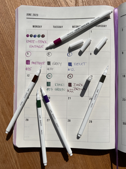 Uni Emott Everfine Fineliners 0.4mm No.3 Assorted Pack of 5 Vintage