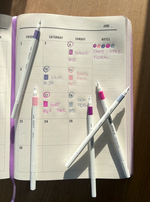 Uni Emott Everfine Fineliners 0.4mm No.7 Assorted Pack of 5 Floral