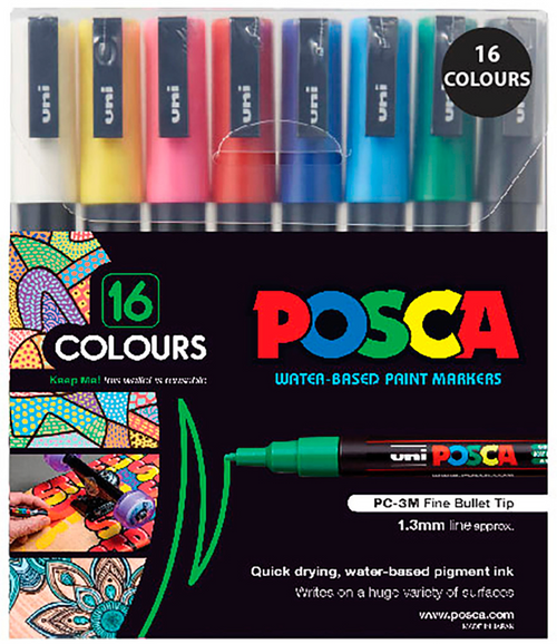 Posca PC-3M Paint Marker Pen Bullet Fine with Adult Blooming Garden Colouring Book