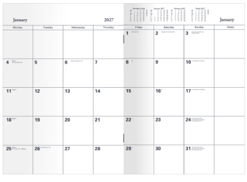 Collins Colplan Planner Diary 2027 A4 Month To View Geo Red-2