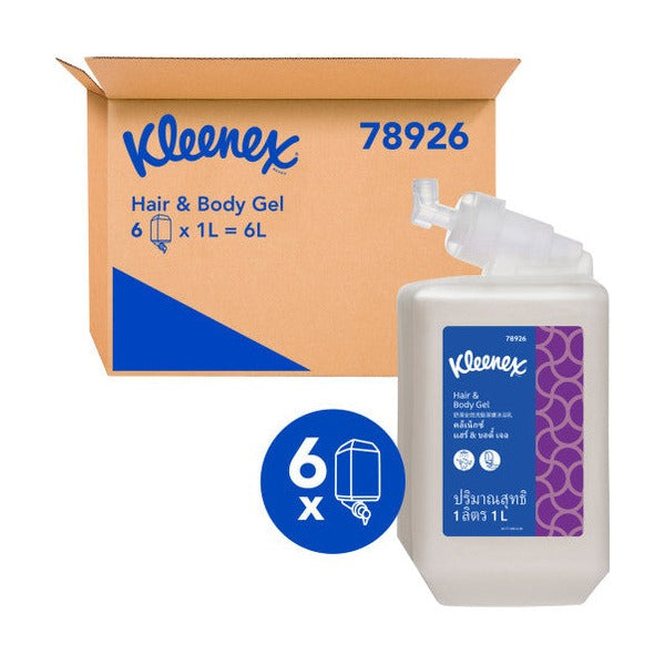 Kleenex 78926 Hair and Body Shower Gel Clear 1000ml Cartridge Case of 6