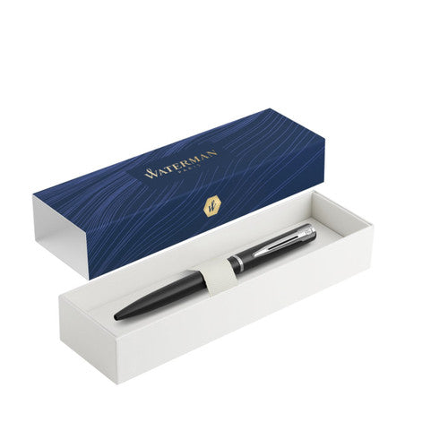 WATERMAN 2068192 GRADUATE ALLURE BLACK CHROME TRIM BALLPOINT PEN IN A BOX
