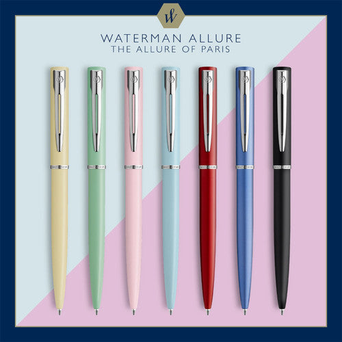 WATERMAN 2068192 GRADUATE ALLURE BLACK CHROME TRIM BALLPOINT PEN IN A BOX