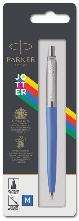 Parker Jotter Original Ballpoint Pen Blue and Chrome Trim Medium Tip