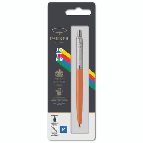 Parker Jotter Original Ballpoint Pen Orange and Chrome Trim Medium Tip
