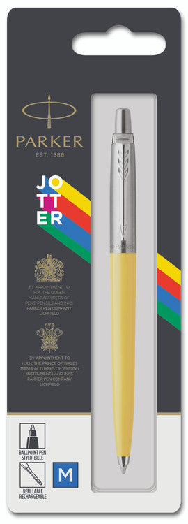 Parker Jotter Original Ballpoint Pen Yellow and Chrome Trim Medium Tip