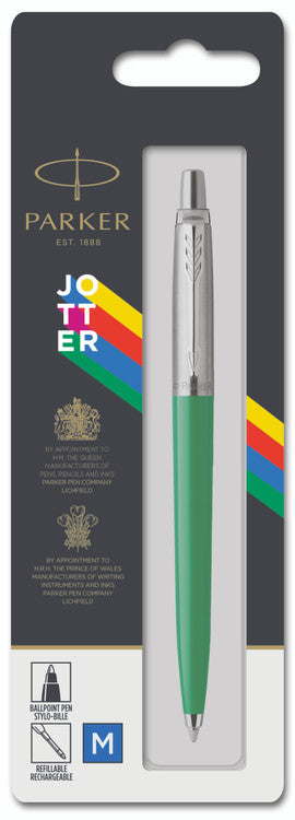 Parker Jotter Original Ballpoint Pen Green and Chrome Trim Medium Tip
