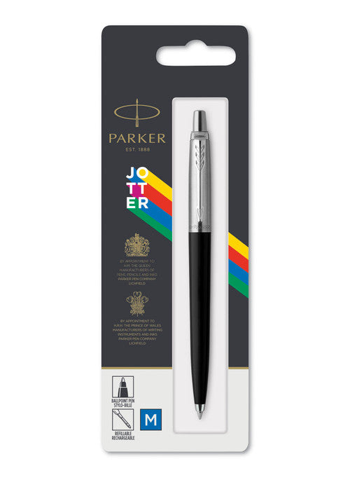 Parker Jotter Original Ballpoint Pen Black and Chrome Trim Medium Tip