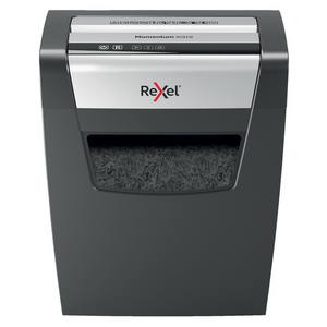 Rexel Momentum X312 shredder, front view with the shreds window