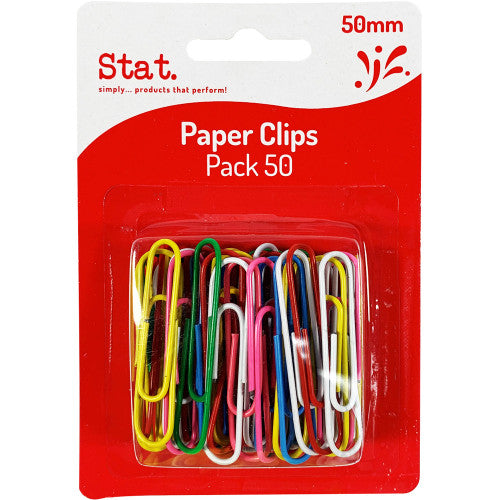 Paper Clips 50mm Large Multi-Colour Pack of 50