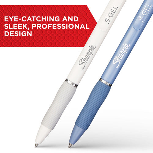 Sharpie S-Gel Retractable Pen Medium Point 0.7mm Frost Blue Barrel Black Ink Pack 4 Box of 6
