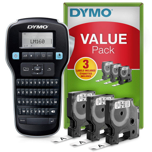 Dymo LabelManager 160 handheld labeller value pack with D1 tape rolls included