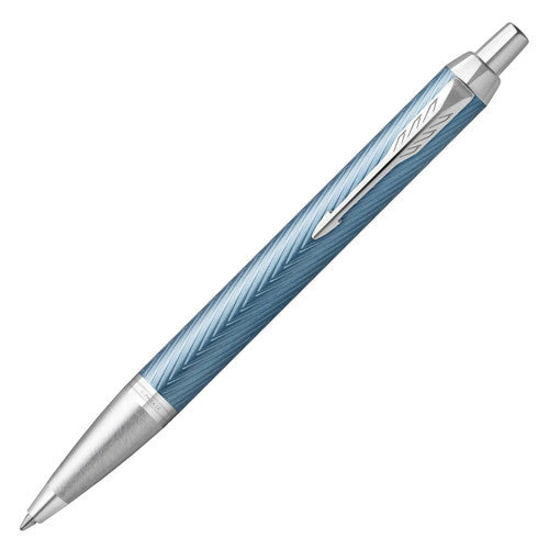 Parker IM Premium Ballpoint Pen Blue Grey Lacquer and Chrome Trim Medium Tip