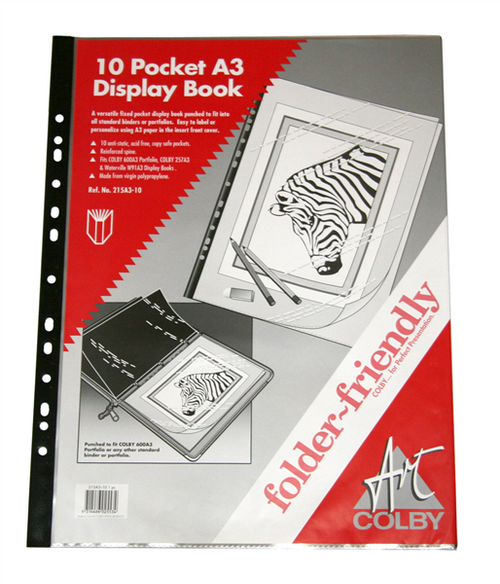 Colby Art 215A3 Display Book with Insert A3 10 Pocket Black Pack 10