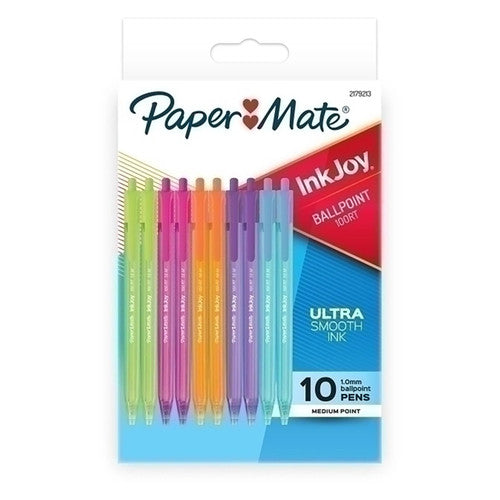 Papermate Inkjoy 100RT Retractable Ballpoint Pens 1.0mm Fashion Assorted Pack 10 Box of 12