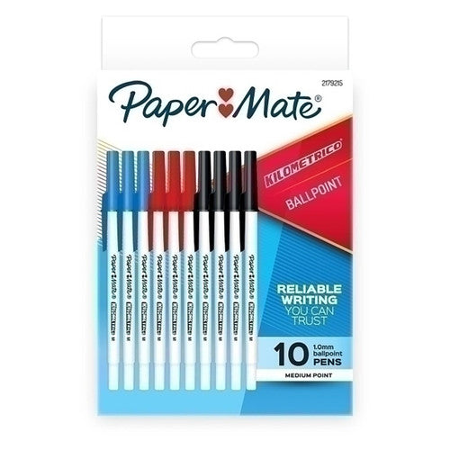 Papermate Kilometrico Ballpoint Pen 1.0mm Assorted Pack 10 Box of 12