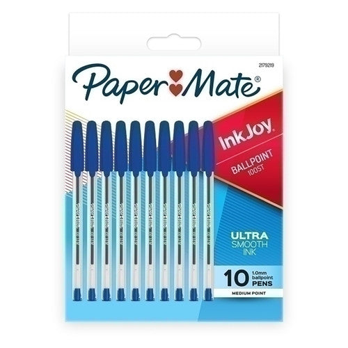 Papermate Inkjoy 100ST Ballpoint Pen 1.0mm Blue Pack 10 Box of 12