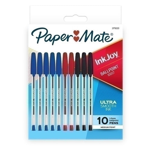 Papermate Inkjoy 100ST Ballpoint Pen 1.0mm Assorted Pack 10 Box of 12