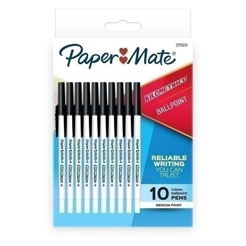 Papermate Kilometrico Ballpoint Pen 1.0mm Black Pack 10 Box of 12