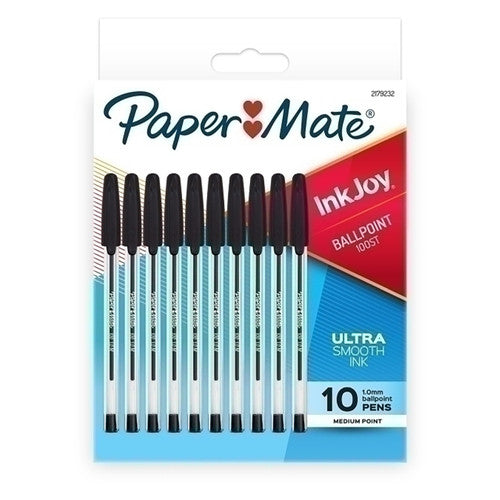 Papermate Inkjoy 100ST Ballpoint Pen 1.0mm Black Pack 10 Box of 12