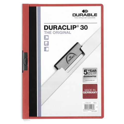 Duraclip 30 Document File A4 30 Sheet Capacity Red