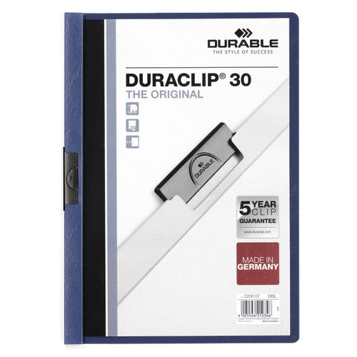 Duraclip 30 Document File A4 30 Sheet Capacity Dark Blue Box 25