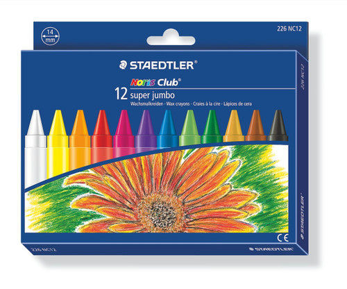 Staedtler Noris Club Super Jumbo Wax Crayons Box of 12 Assorted Colours 226 NC12