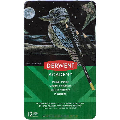 Derwent Colour Pencils Metallic Assorted Tin of 12