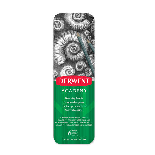 Derwent Academy Sketching Pencil Tin of 6 Pack of 6