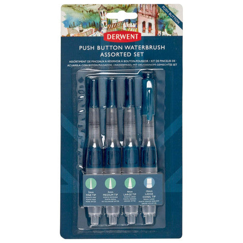 Derwent Push Button with Brush Fine Tip Pack of 12