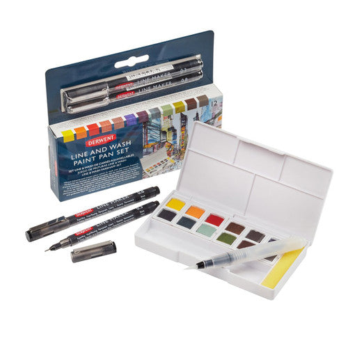 Derwent Line and Wash Paint Pan Mixed Media Assorted Set