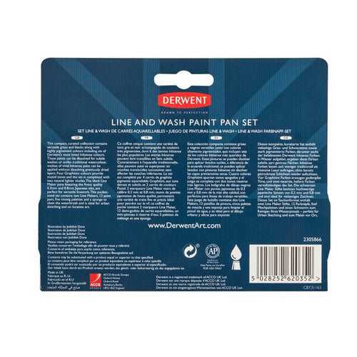 Derwent Line and Wash Paint Pan Mixed Media Assorted Set