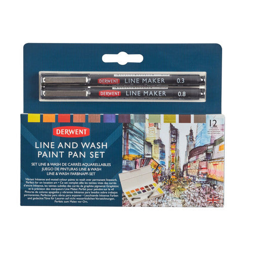 Derwent Line and Wash Paint Pan Mixed Media Assorted Set