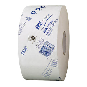 Tork Mini Jumbo Toilet Roll 1 Ply Universal T2 White Carton of 12 Rolls